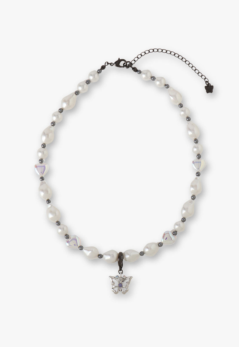 アナ スイ（ANNA SUI） ハート 蝶モチーフ パールネックレス 