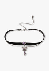 Butterfly key motif choker necklace