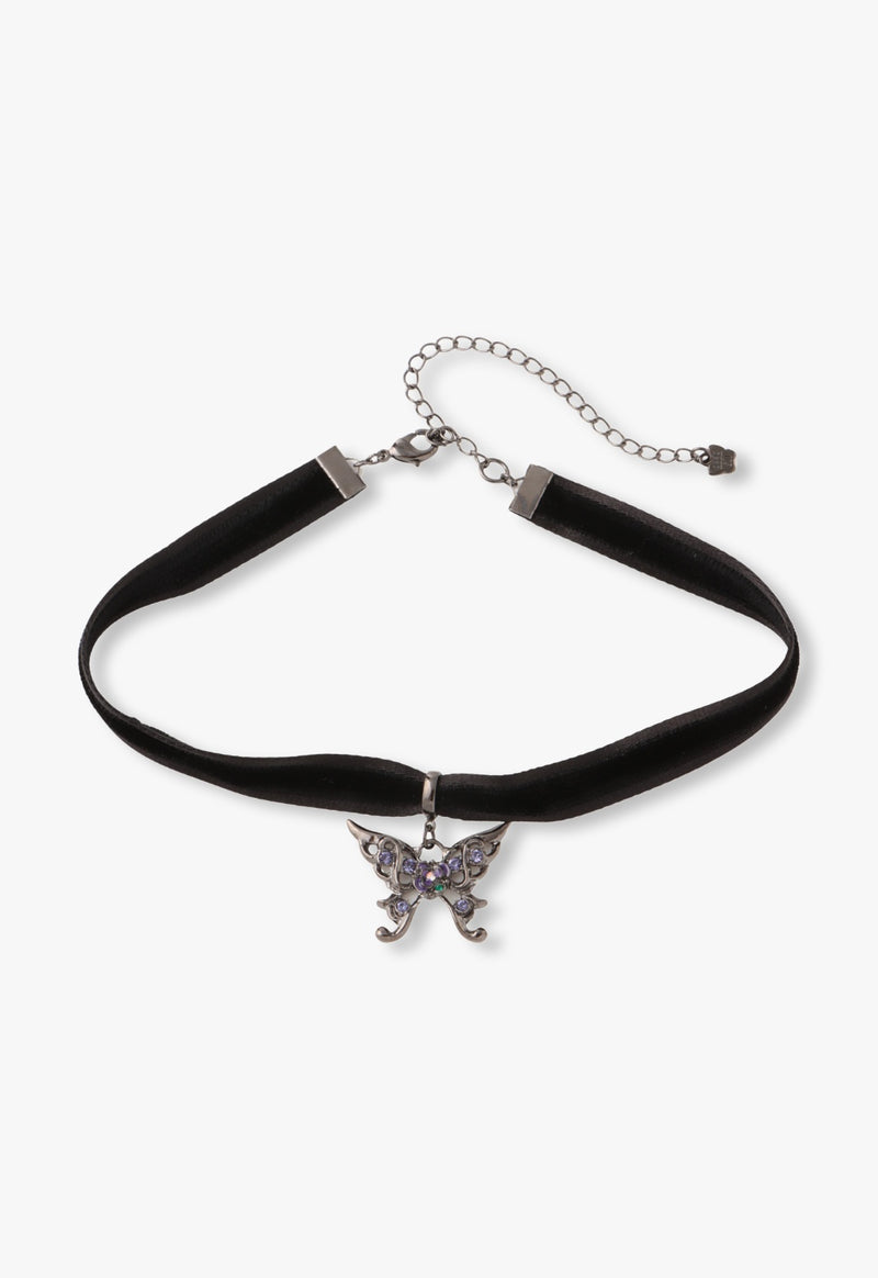 Butterfly motif choker necklace