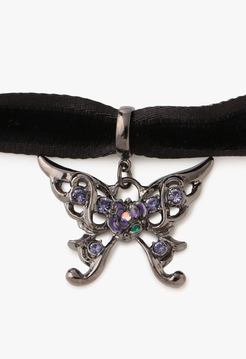 Butterfly motif choker necklace