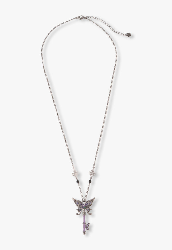 Butterfly key motif necklace