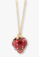 Strawberry motif long necklace