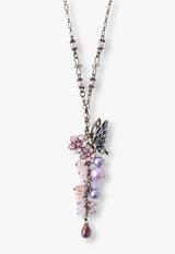 Night cherry blossom and butterfly motif long necklace