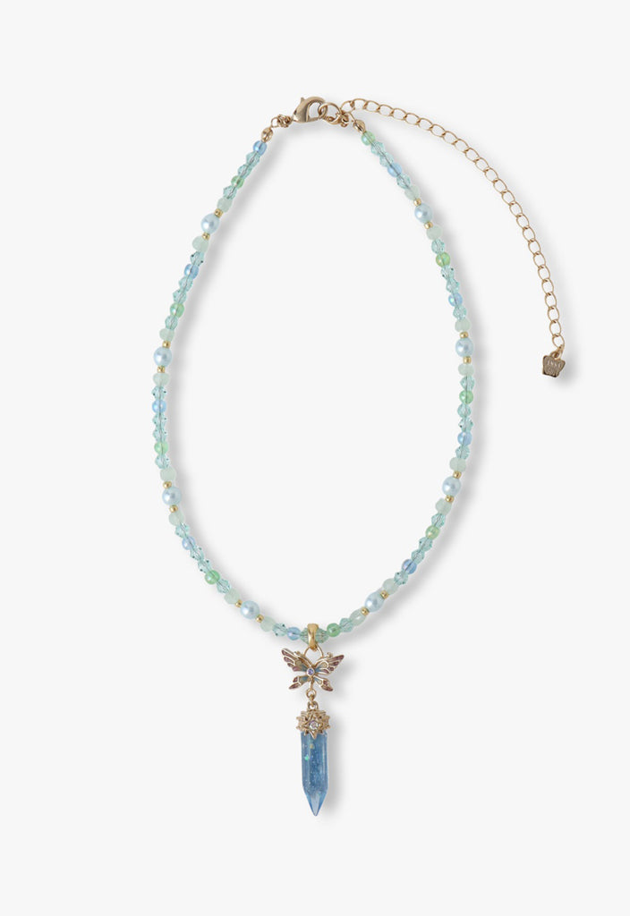 Butterfly and crystal motif necklace