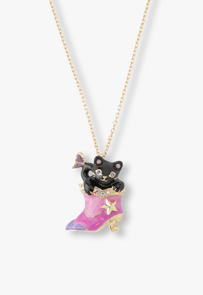 Black cat motif necklace