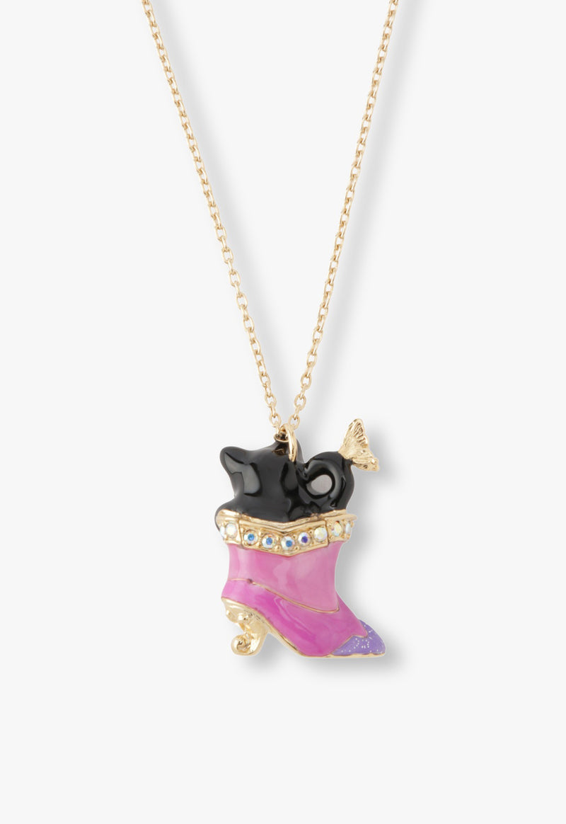 Black cat motif necklace