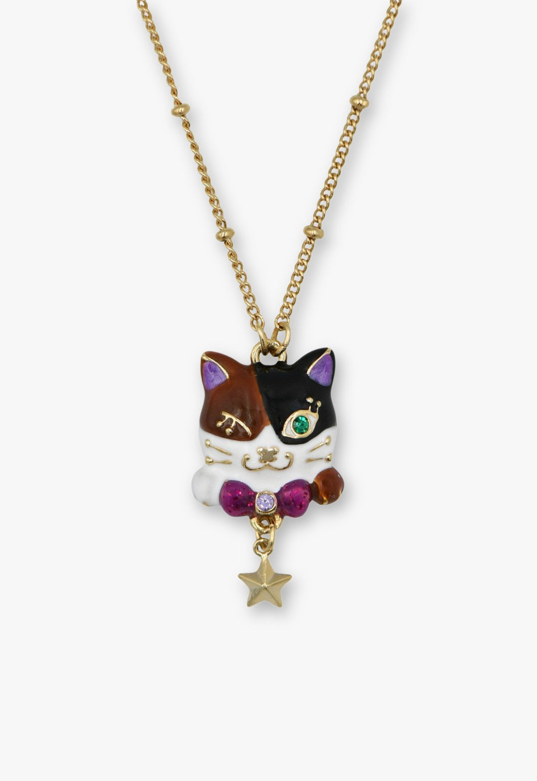 アナスイ　首飾りのみけ猫のブローチ　　三毛猫　猫　ネコ　ねこ アナ スイ（ANNA SUI）三毛ティティモチーフ ショートネックレス