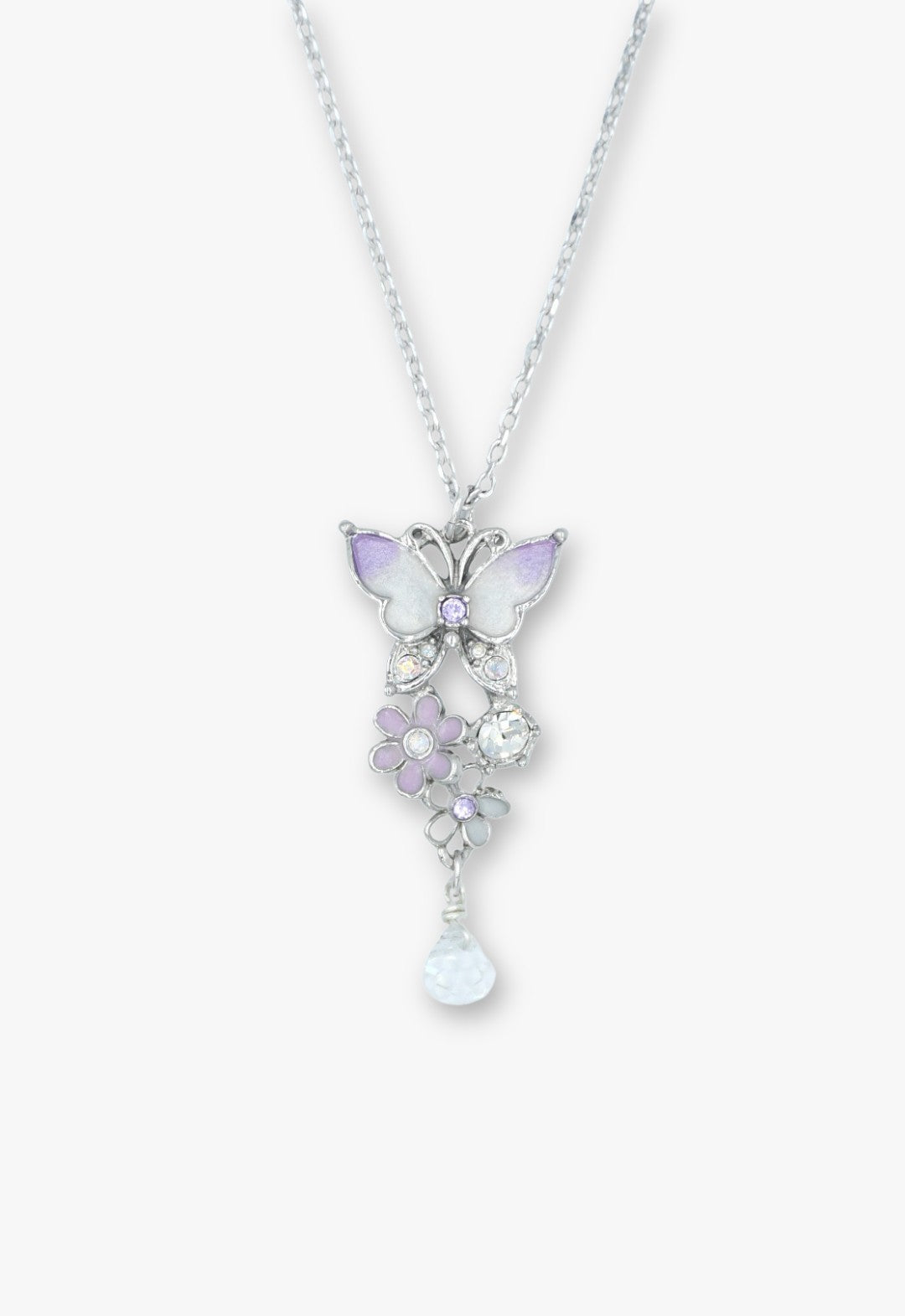 Butterfly and small flower motif necklace