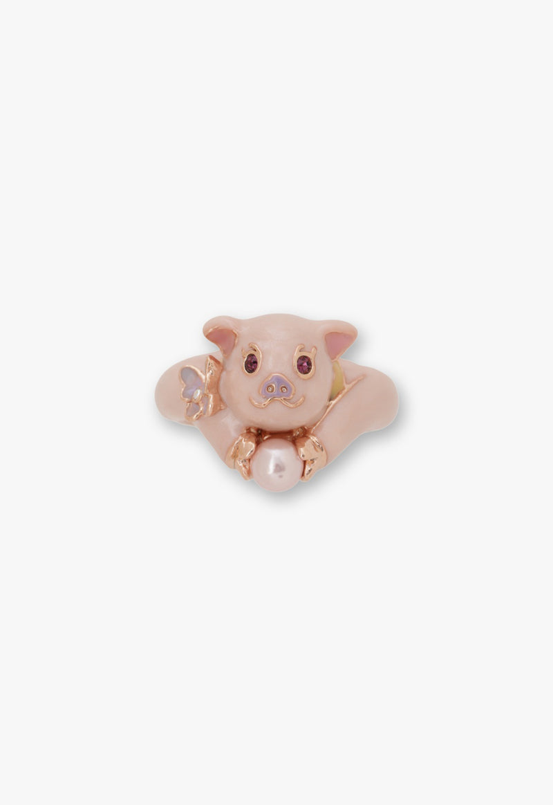 Mini pig motif ring