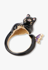 Black cat motif ring