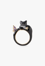 Black cat motif ring