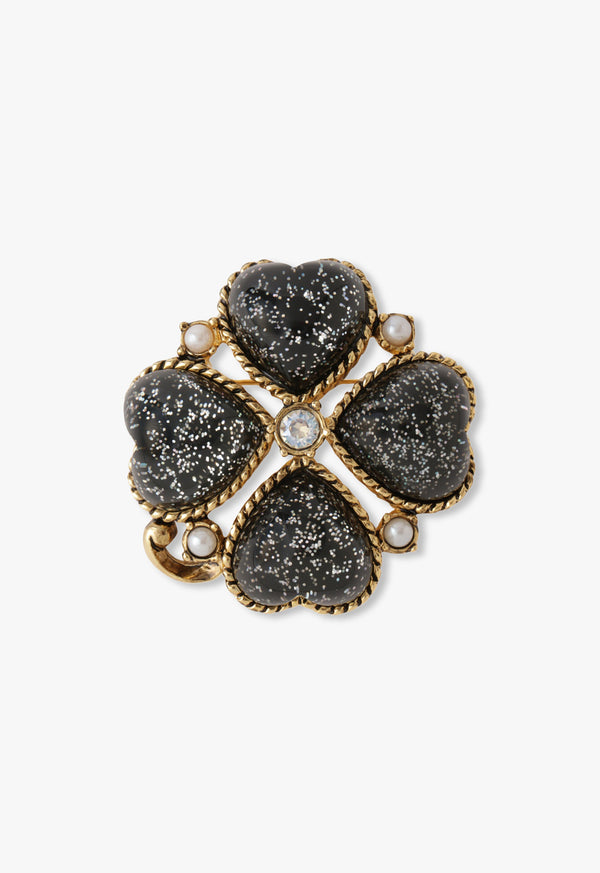 Clover motif brooch