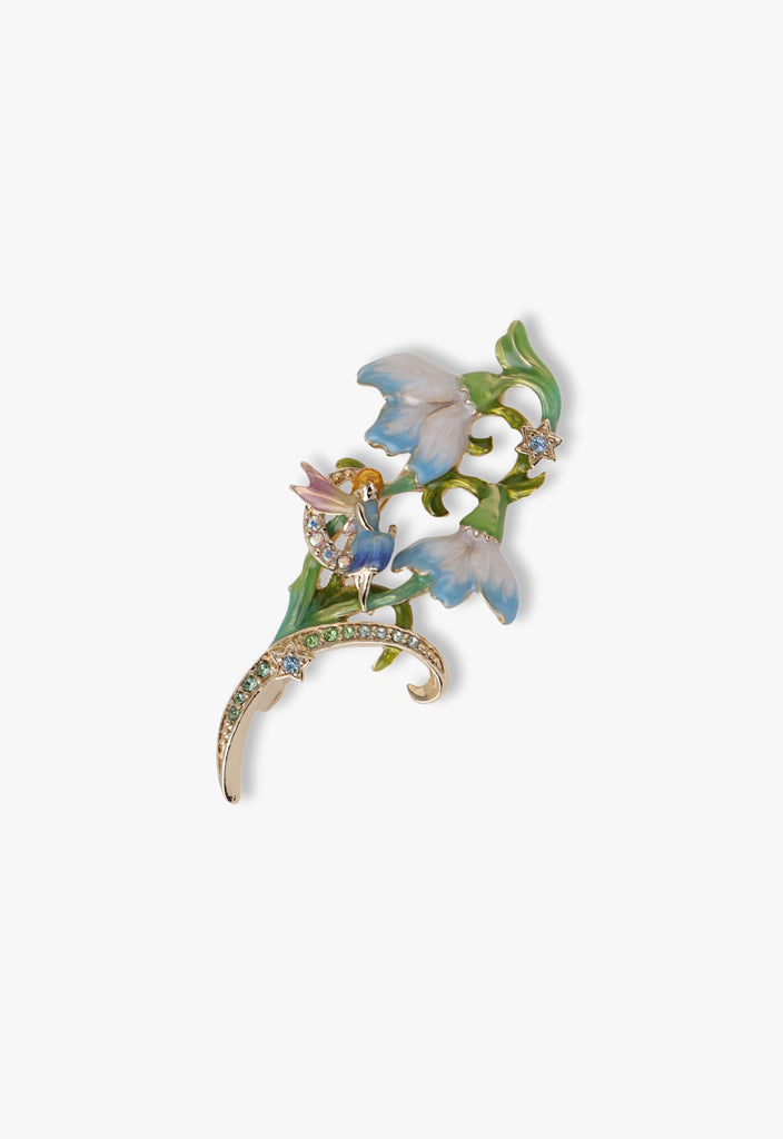 Fairy and snowdrop motif brooch