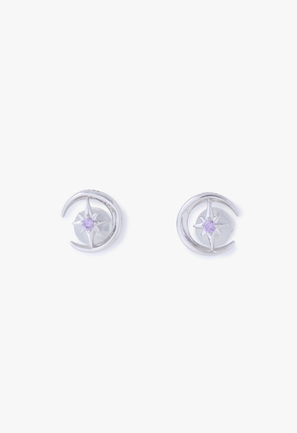 Moon and star motif earrings