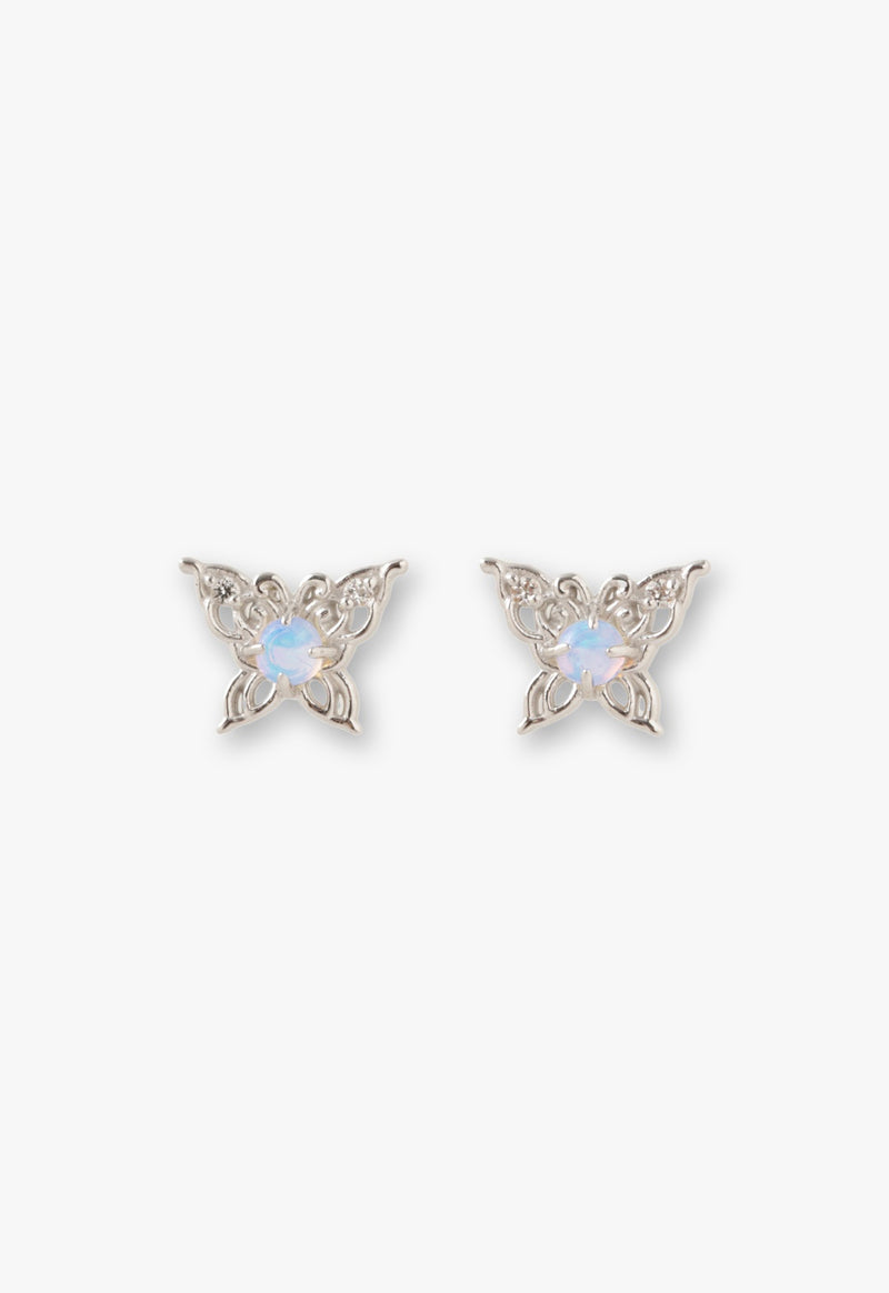 Opal butterfly motif earrings