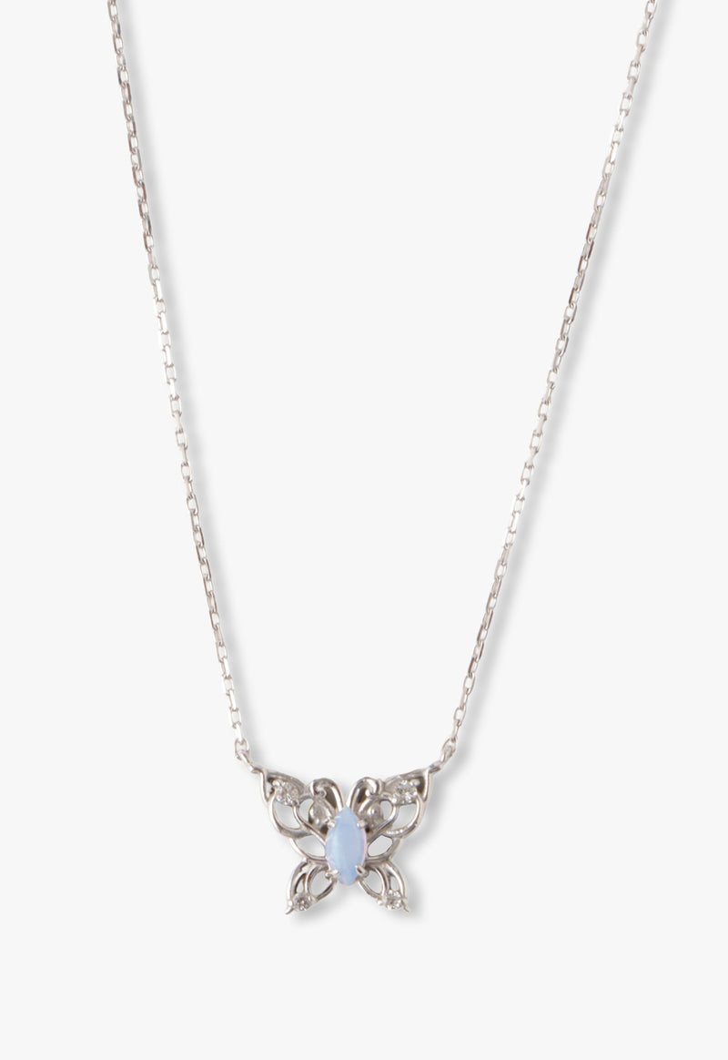 Opal butterfly motif necklace