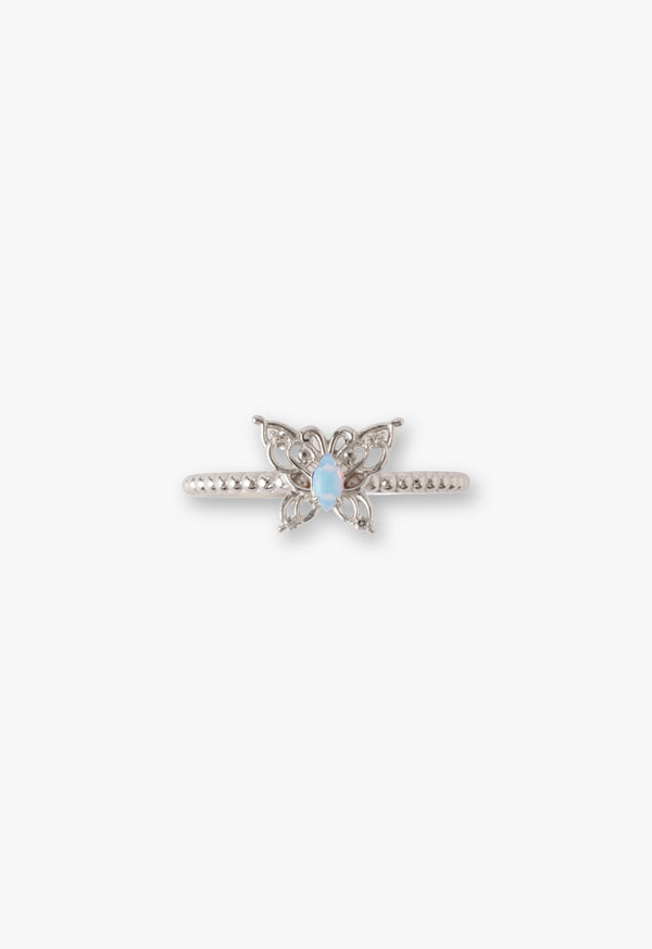 Opal butterfly motif ring