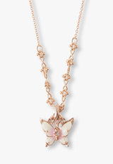 Butterfly rose motif two-piece set necklace