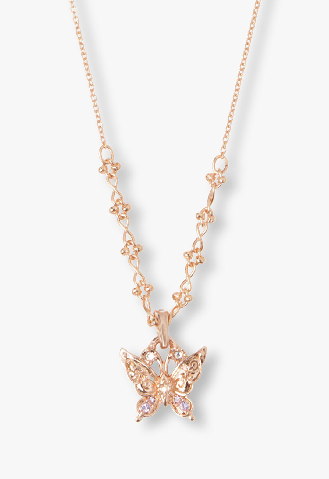 [Limited Edition Box Included] Butterfly and rose motif 2-piece necklace set