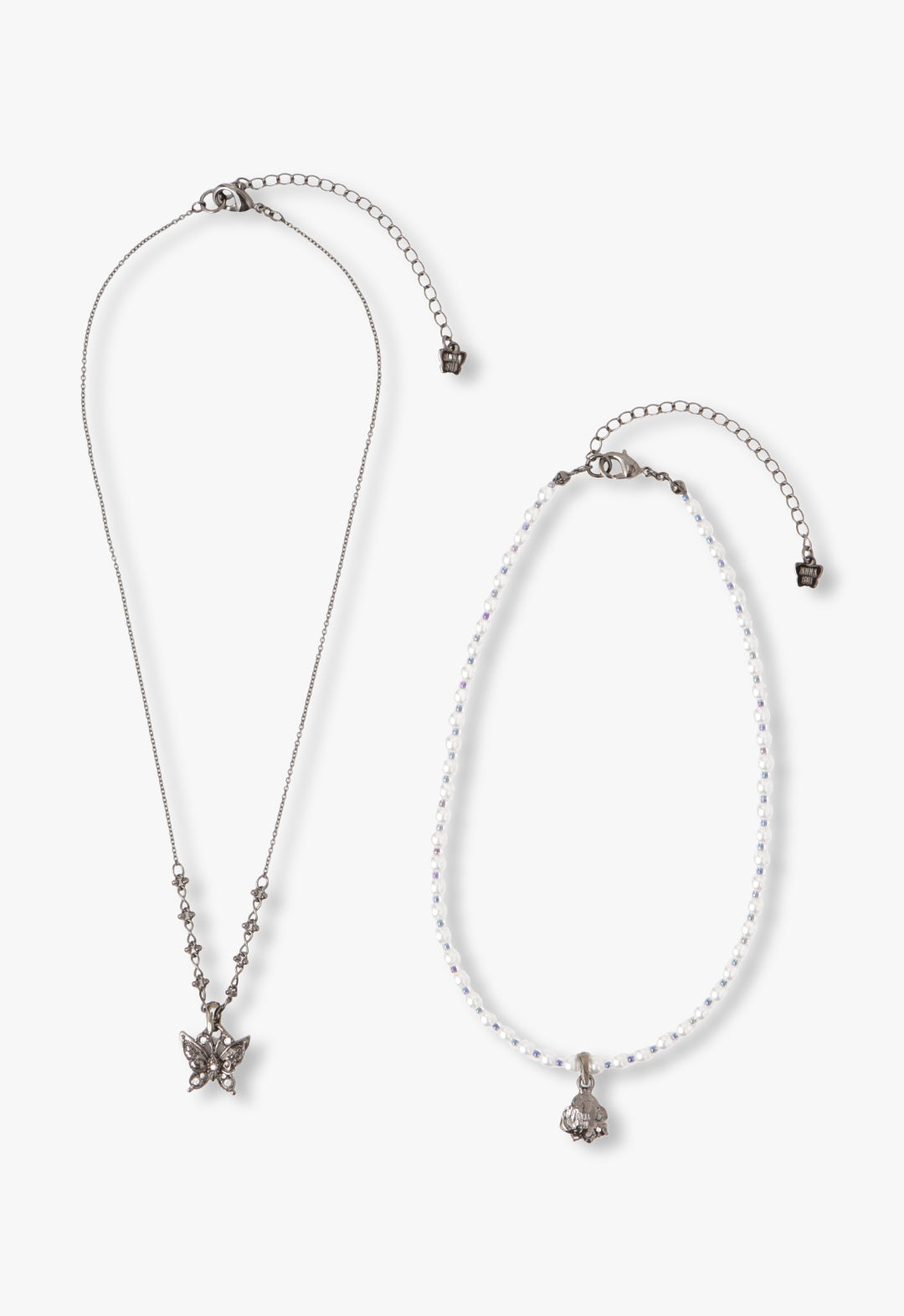 [Limited Edition Box Included] Butterfly and rose motif 2-piece necklace set