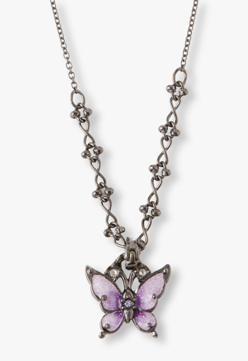 Butterfly rose motif two-piece set necklace