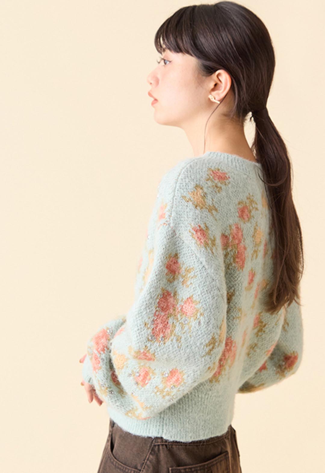 [LILY BROWN × ANNA SUI] 提花寶石針織開襟衫
