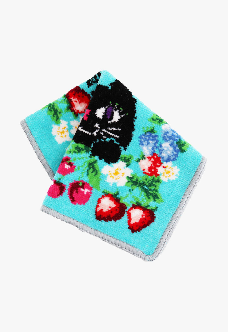 Cat Print Chenille Towel Handkerchief