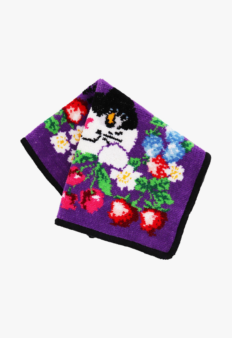 Cat Print Chenille Towel Handkerchief