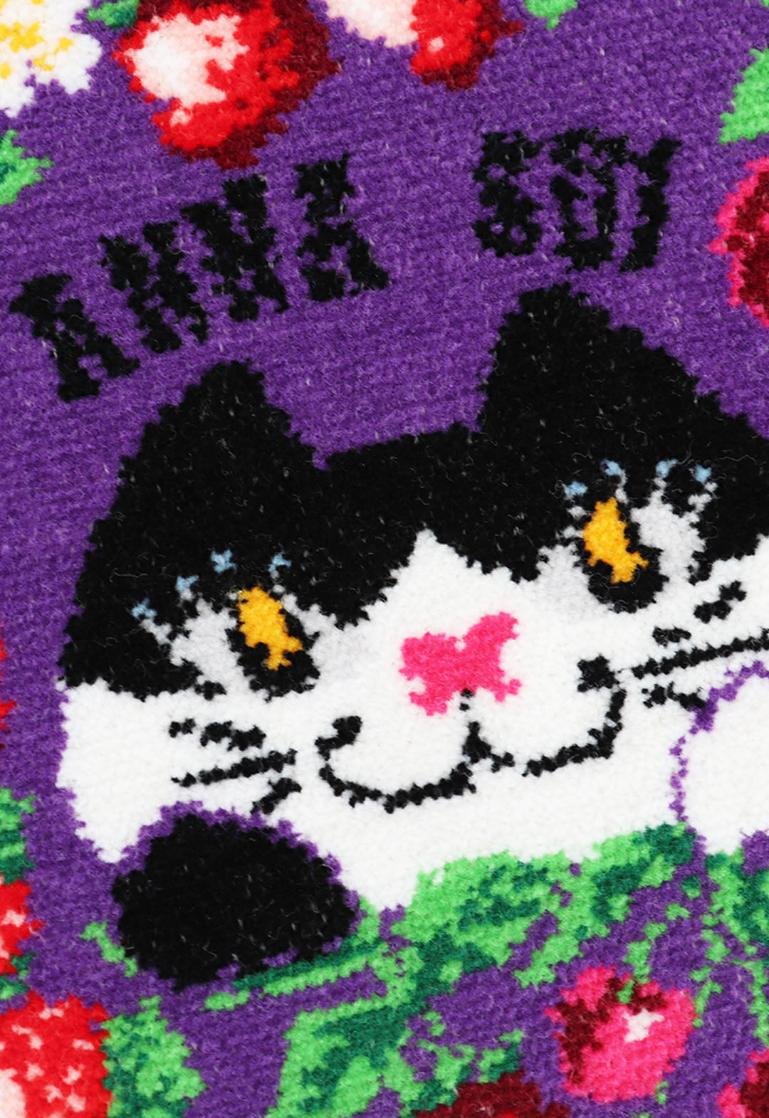 ネコ柄シェニール織タオルハンカチ