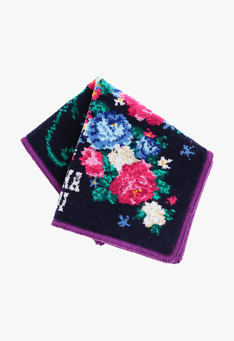 Rose Print Chenille Towel Handkerchief