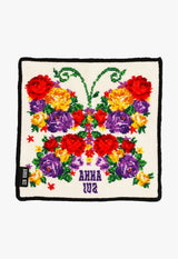 Rose Print Chenille Towel Handkerchief