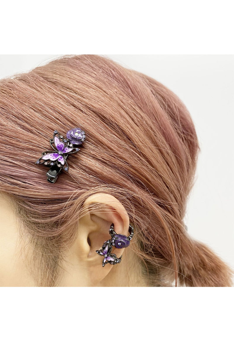 Rose motif ear cuffs