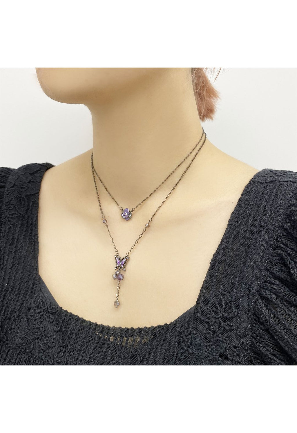 Butterfly rose motif 2-piece set necklace – アナ スイ ジャパン
