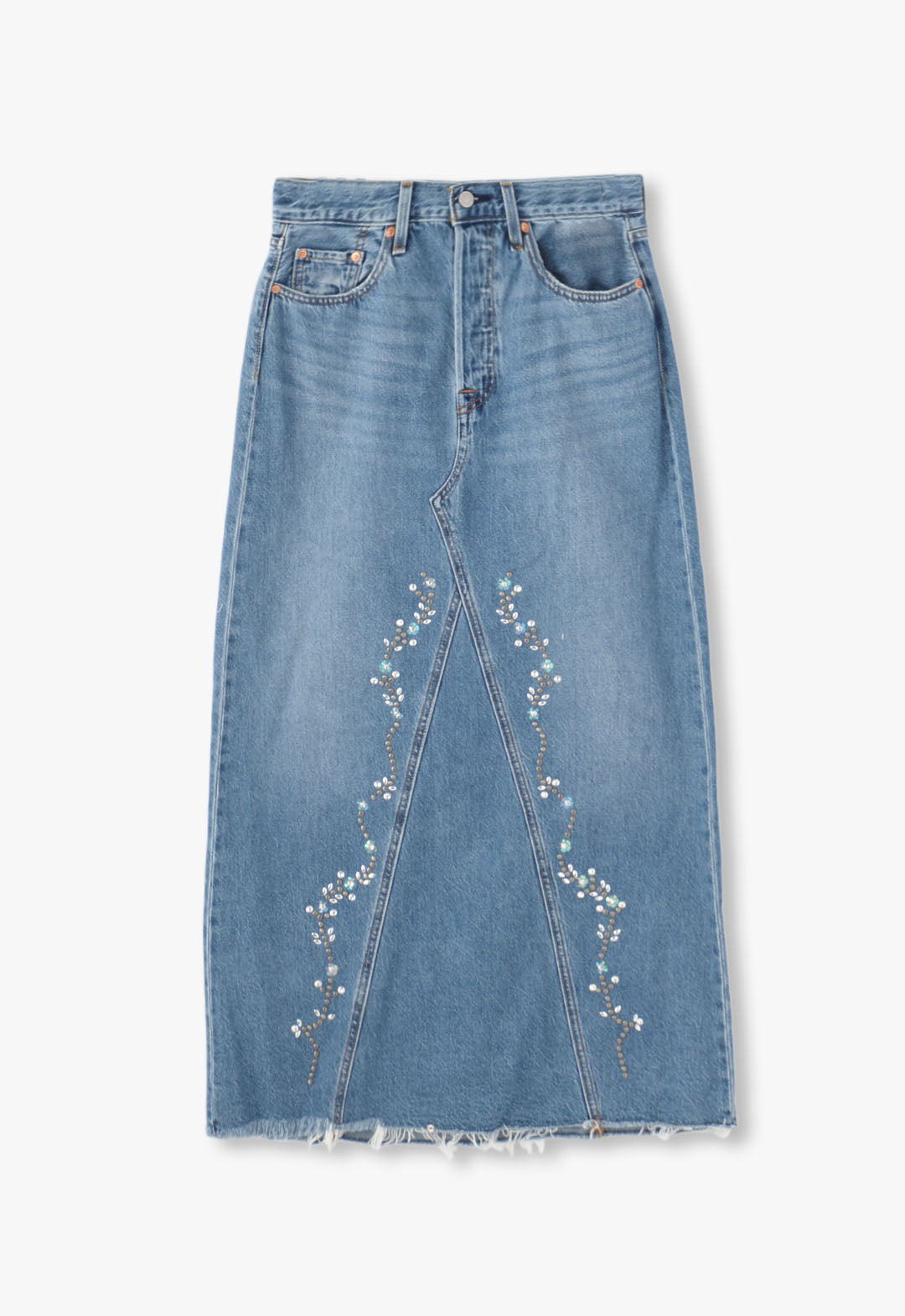 EMBROIDERED DENIM SKIRT