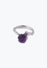 Rose Amethyst + Butterfly Silver Ring