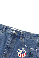 Patch Denim Skirt