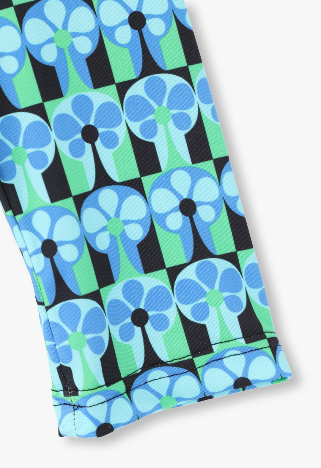 FLORAL CHECKERBOARD LYCRA TURTLENECK