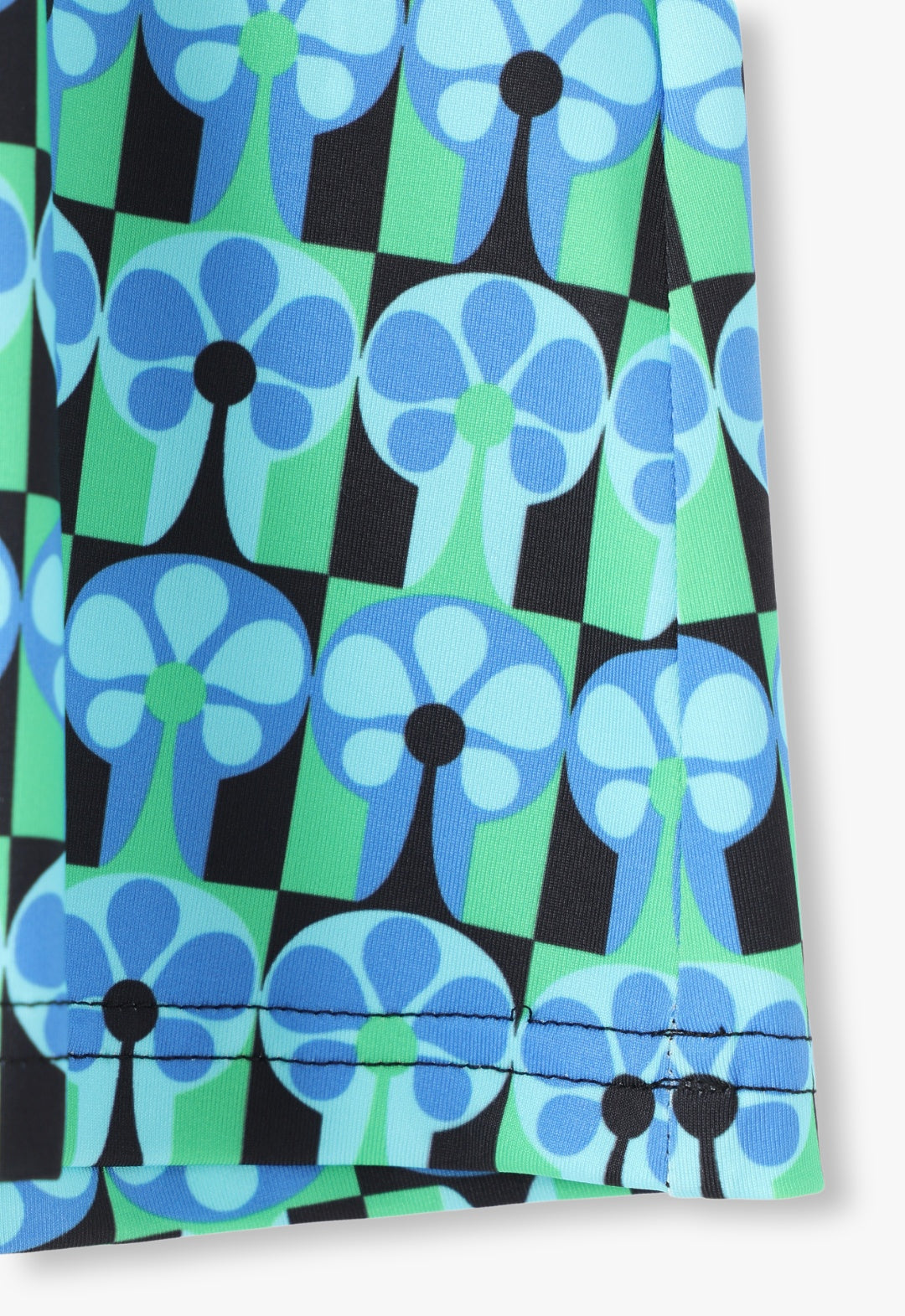 FLORAL CHECKERBOARD LYCRA TURTLENECK