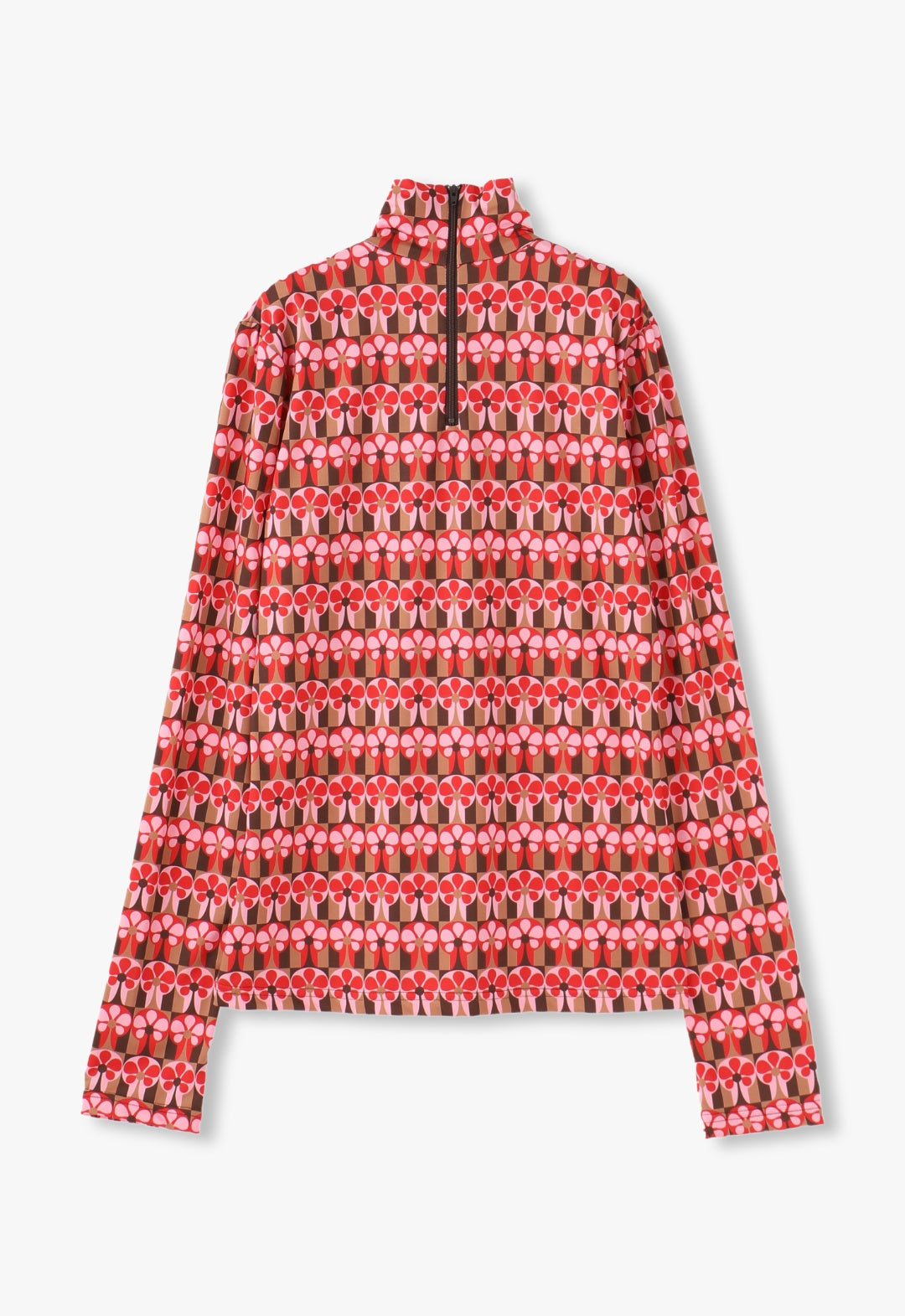 FLORAL CHECKERBOARD LYCRA TURTLENECK