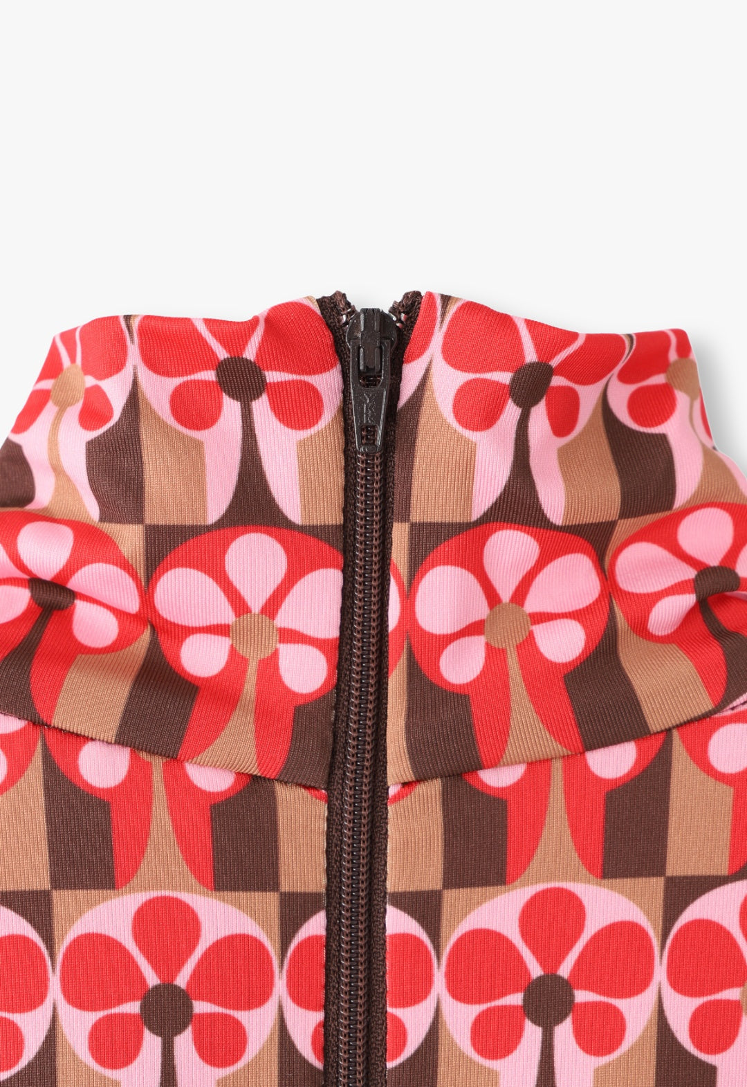 FLORAL CHECKERBOARD LYCRA TURTLENECK