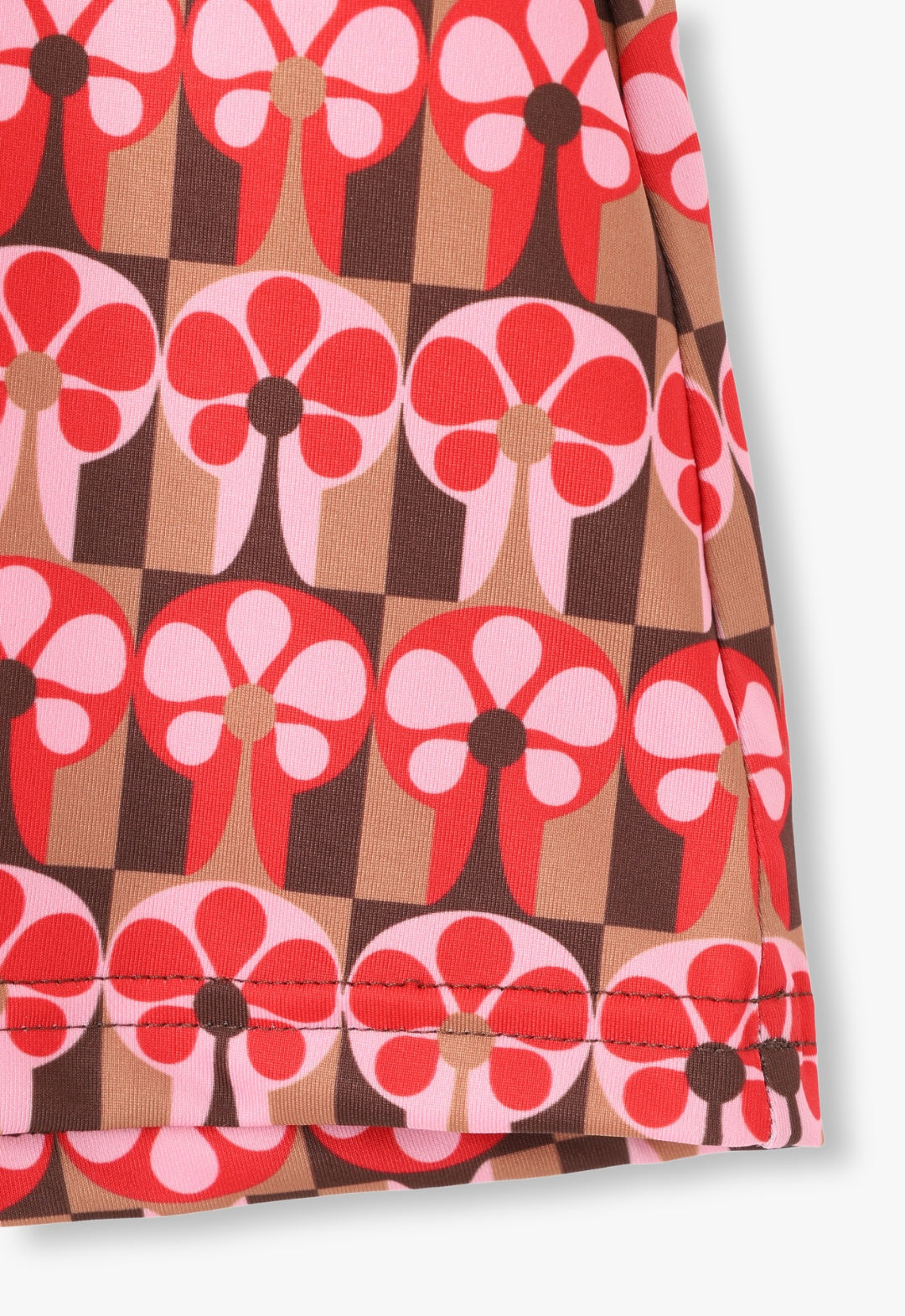 FLORAL CHECKERBOARD LYCRA TURTLENECK