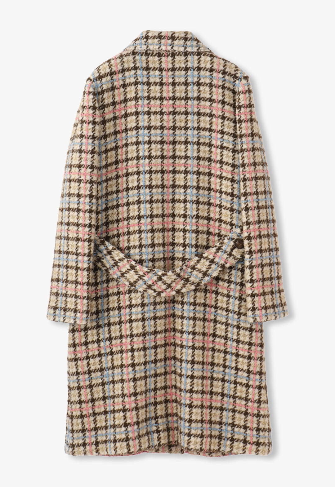 HOUNDSTOOTH PLAID COATW/ FUR LINING-