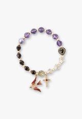 Little Night Song Bird and Cross Motif Rubber Bracelet