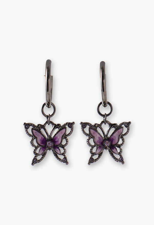 Butterfly motif hoop earrings