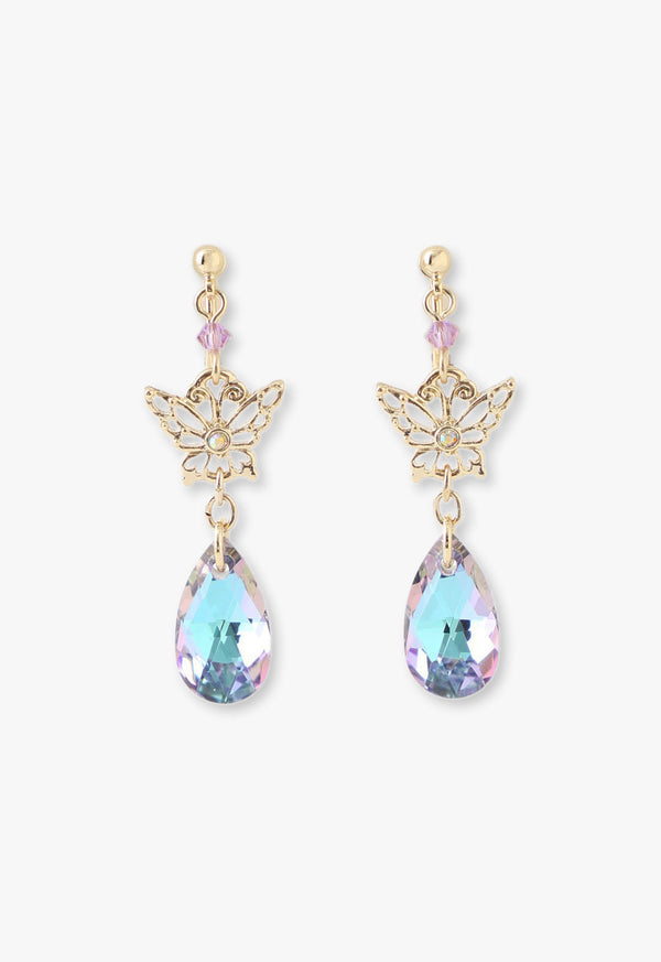 Butterfly motif drop earrings
