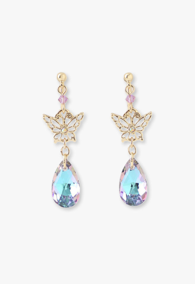 Butterfly motif drop earrings