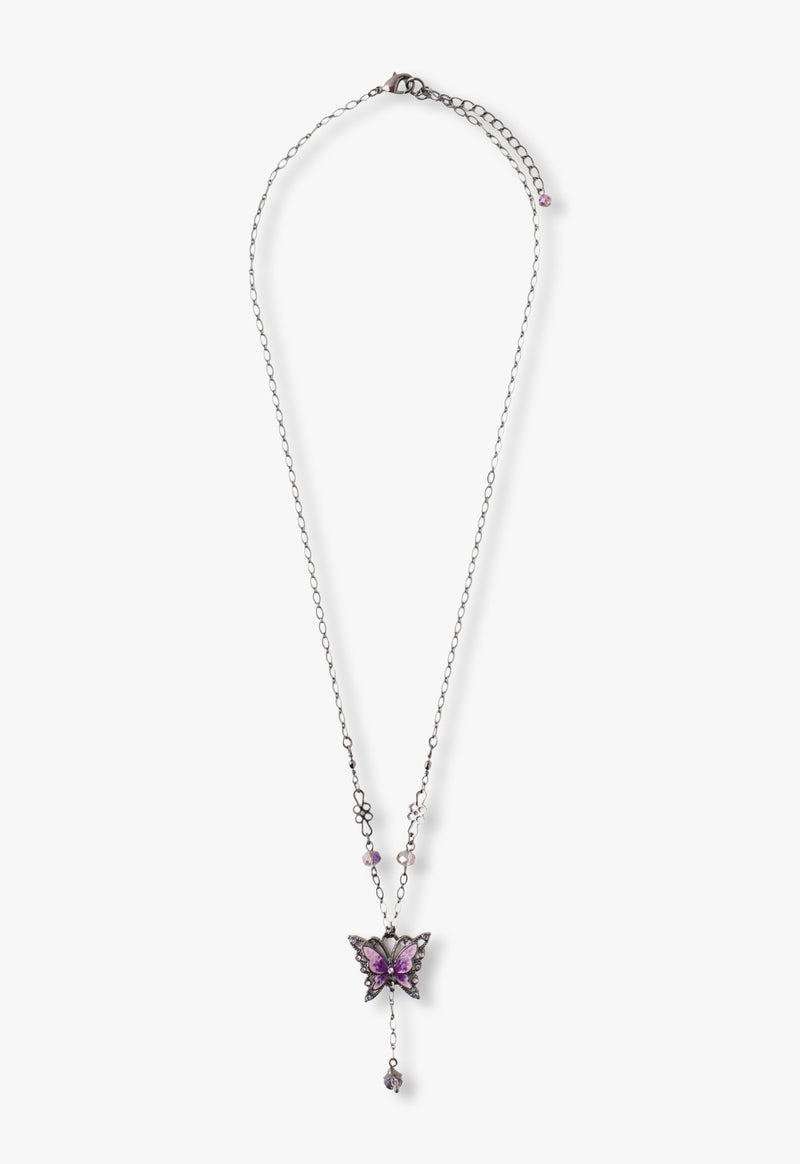 Butterfly motif 2-piece set necklace