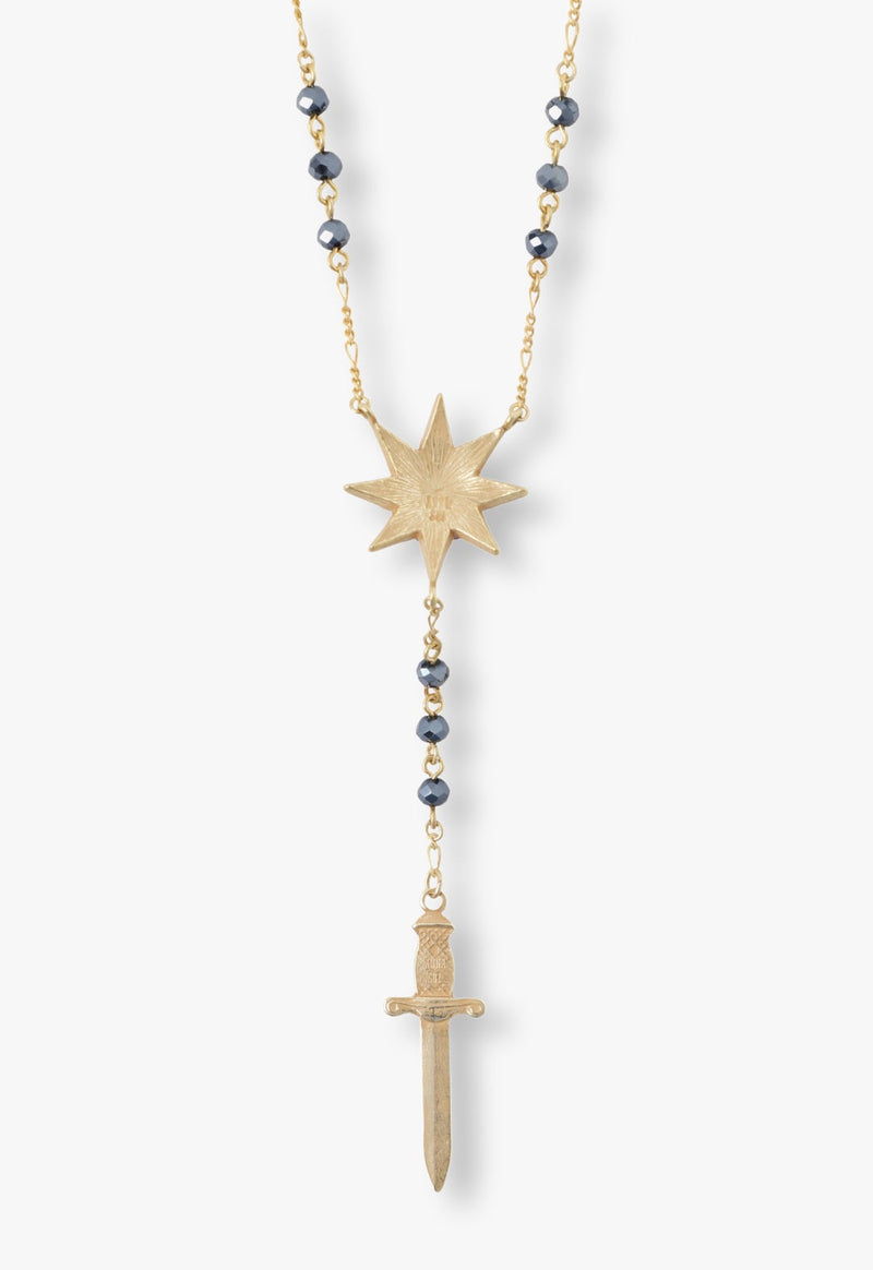 Star and Sword Motif Rosary Necklace