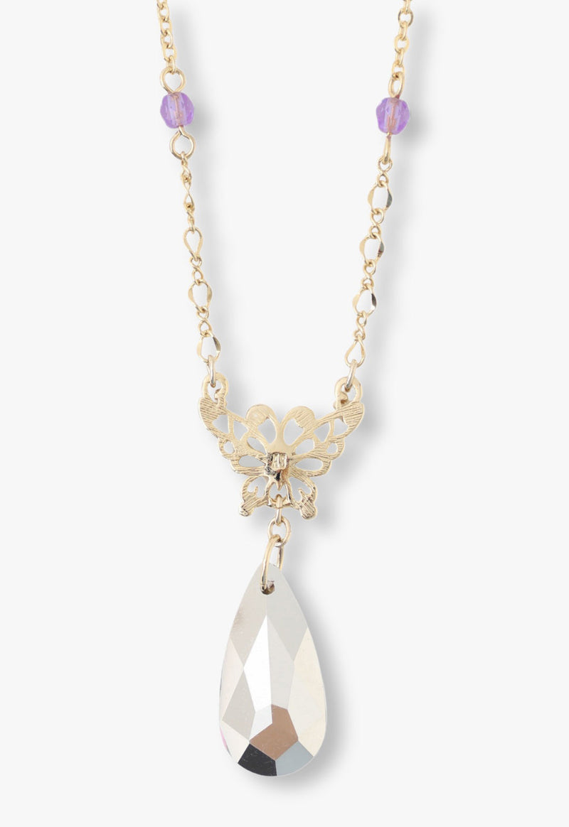 Butterfly motif drop necklace