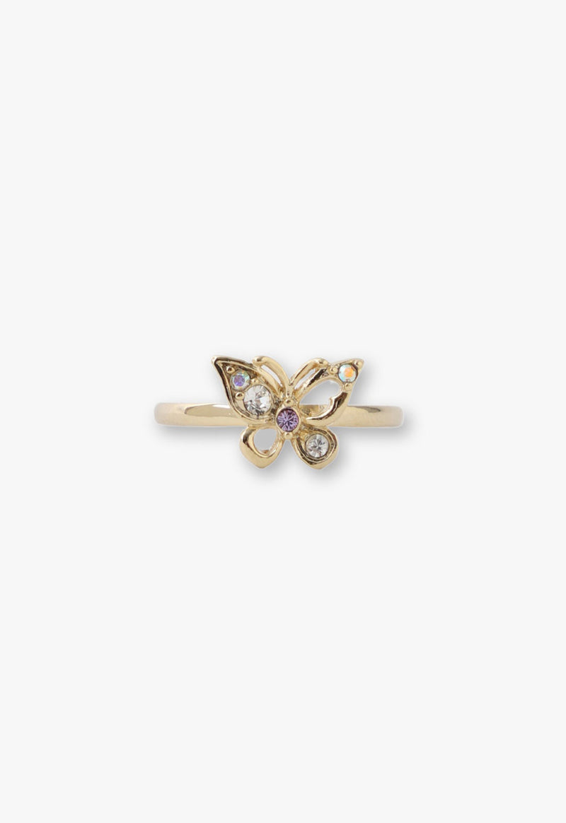 Butterfly motif two set ring